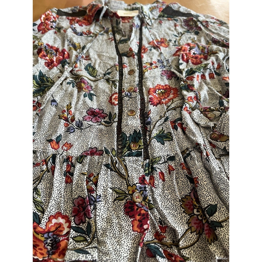 Maeve Anthropologie Blouse Flowy Top Boho Floral Lace Accents Size 2 Women's - Picture 5 of 9